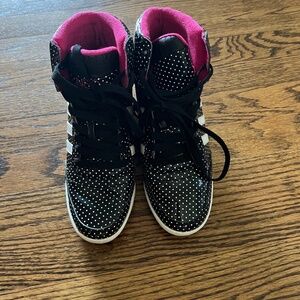 Adidas Neo Weneo Hi Top White Polka Dot Hidden Wedge Sneaker - Size 7